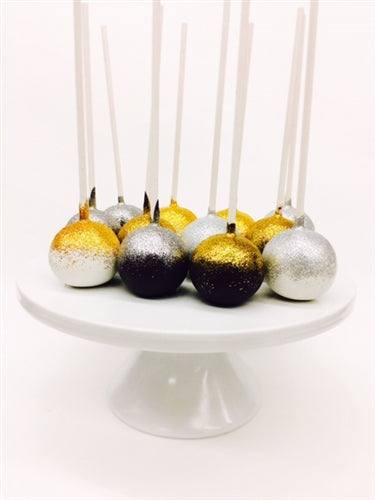 Black, White, and Gold Glittered Dozen Chocolate Cake Pops