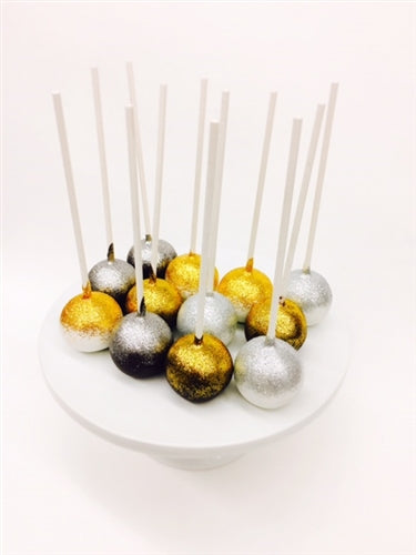 Black, White, and Gold Glittered Dozen Chocolate Cake Pops